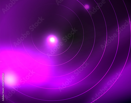 Dark space with neon color glowing lights abstract background