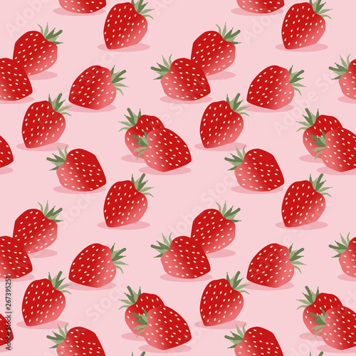 Seamless pattern vector of strawberry on pink background.