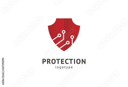 Shield icon. Vector flat style illustration Abstract business security Agency logo template. Logo concept of antivirus, protection, insurance, privacy, guard.