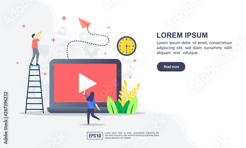 Vector illustration concept of multimedia with character. Modern illustration conceptual for banner, flyer, promotion, marketing material, online advertising, business presentation