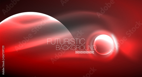 Blurred neon glowing round shapes, abstract circles and lights