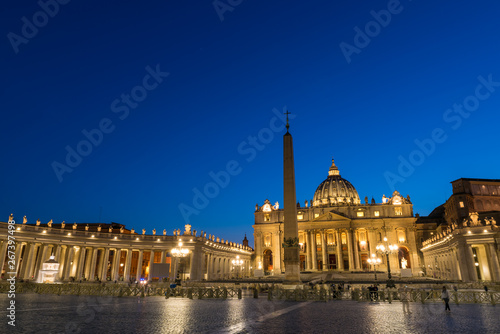 St. Peter's Basilica at dusk, Vatican city