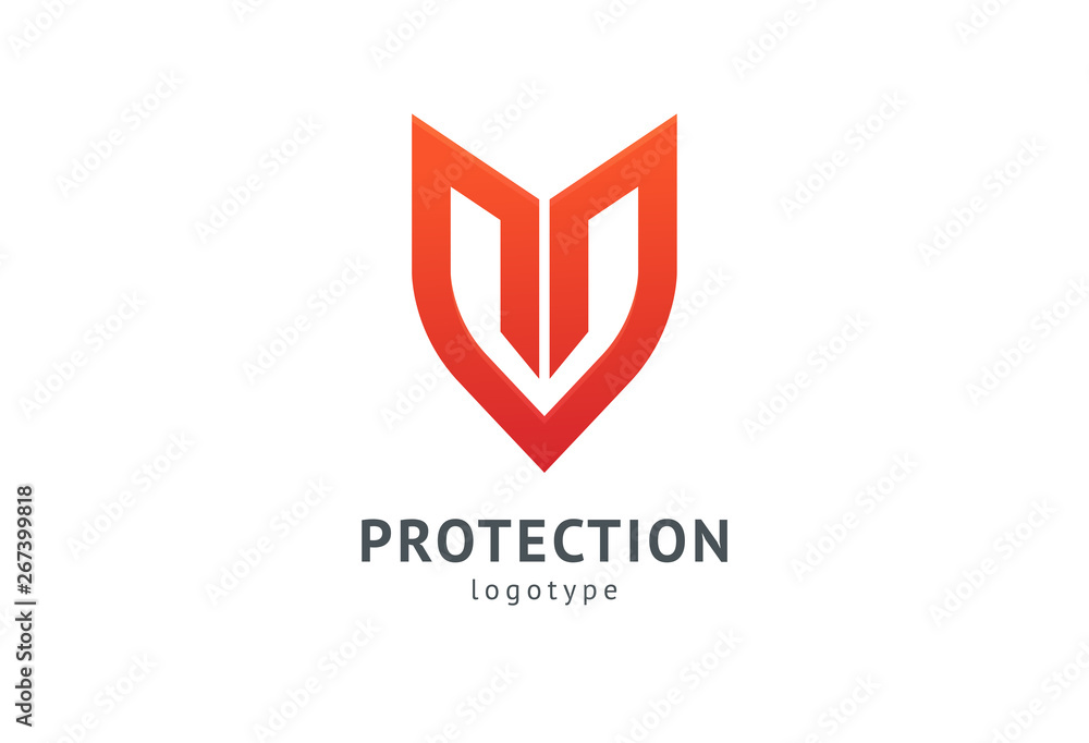 Fototapeta Shield icon. Vector flat style illustration Abstract business security Agency logo template. Logo concept of antivirus, protection, insurance, privacy, guard.