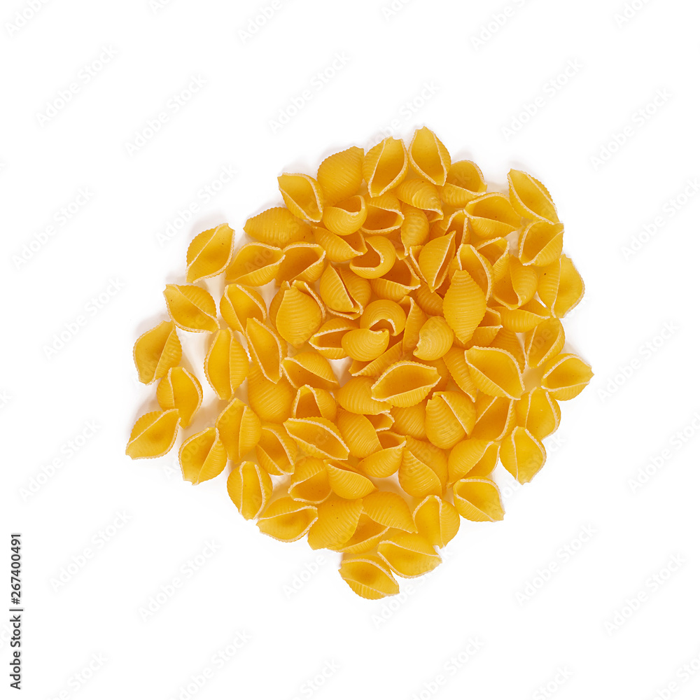 Isolated pasta on white background. Top view Isolated pasta on white background. Top view