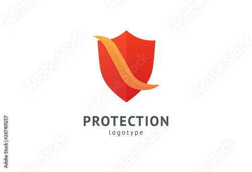 Shield icon. Vector flat style illustration Abstract business security Agency logo template. Logo concept of antivirus, protection, insurance, privacy, guard.
