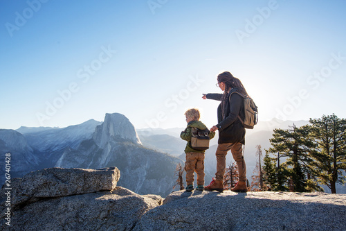 Mother with  son visit Yosemite national park in California © Maygutyak