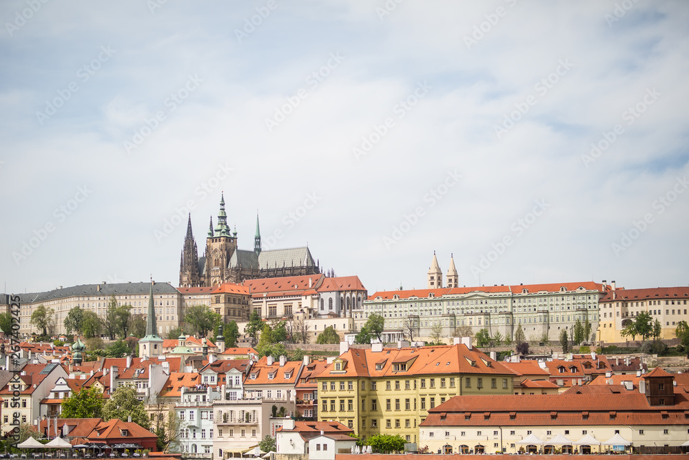 Historical Prague center with the castle Hradcany