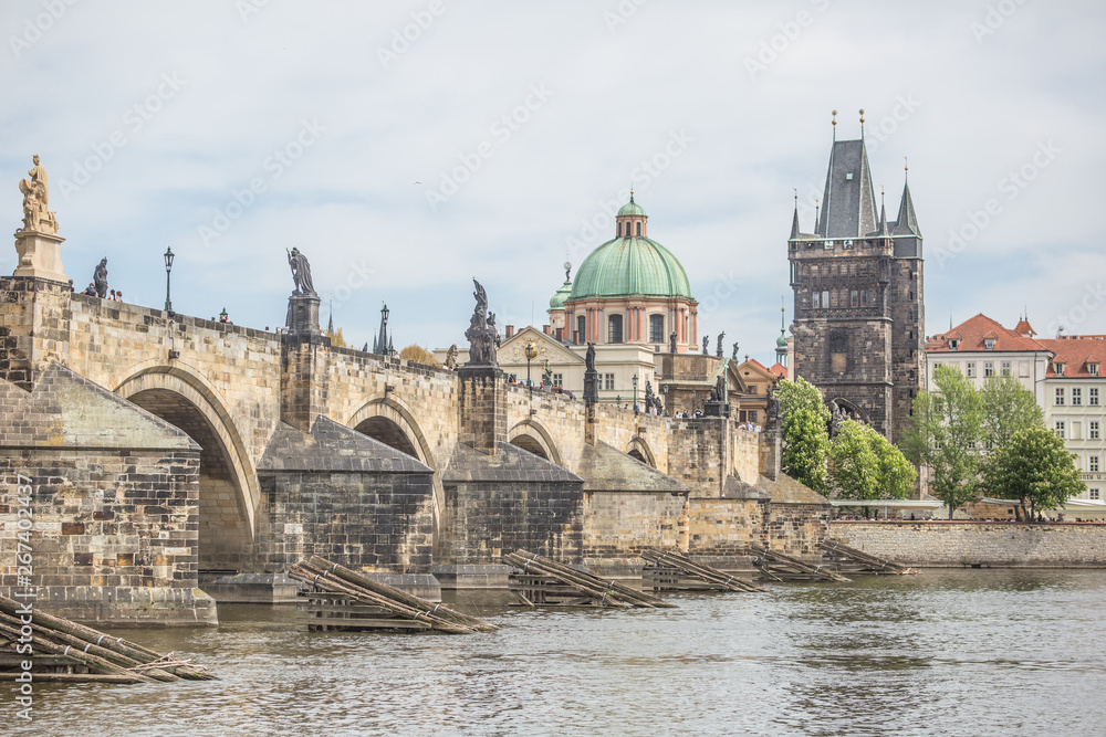 Charles bridge  over Vltava river in old town Prague