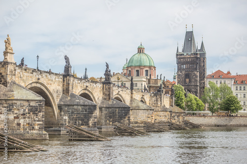 Charles bridge over Vltava river in old town Prague
