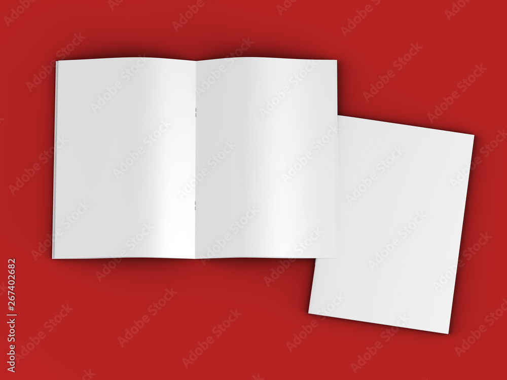 Open magazine in A4 format, vertical position. - 3d illustration Open magazine in A4 format, vertical position. - 3d illustration