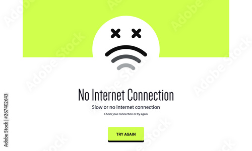 No Internet Webpage design concept. Vector illustration concept of the dead wifi icon. Web Page not loading/opening