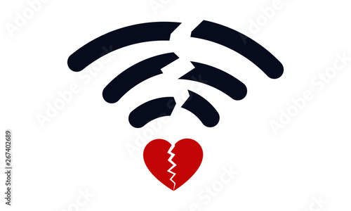 Vector illustration concept of the broken heart and wifi icon.