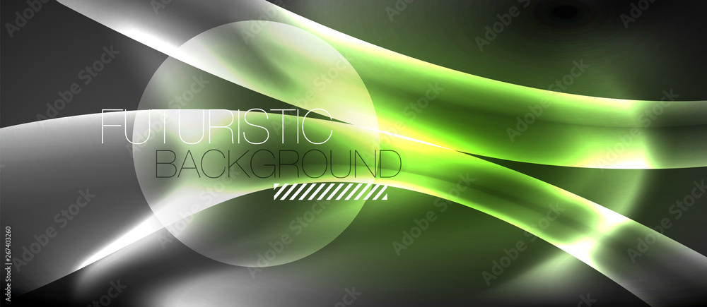 Glossy glowing neon light wave background Glossy glowing neon light wave background