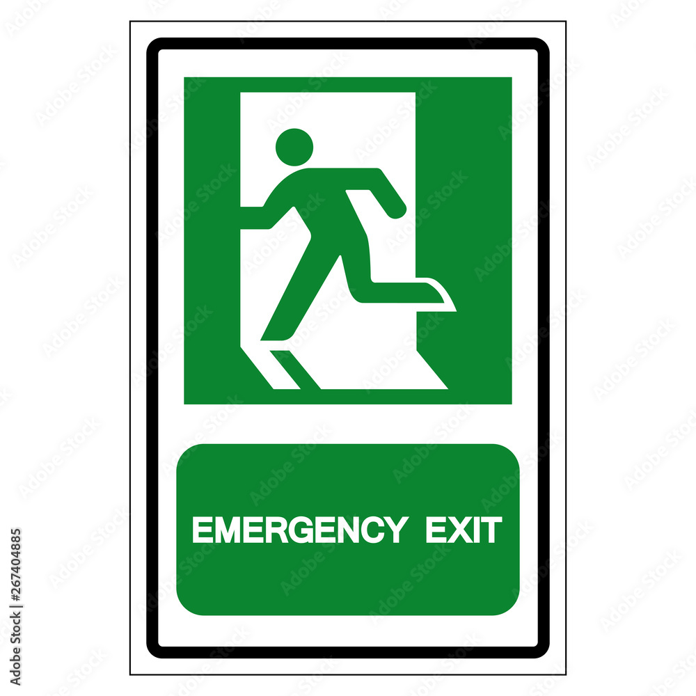 Emergency Exit Symbol Sign, Vector Illustration, Isolate On White Background Label. EPS10 Emergency Exit Symbol Sign, Vector Illustration, Isolate On White Background Label. EPS10