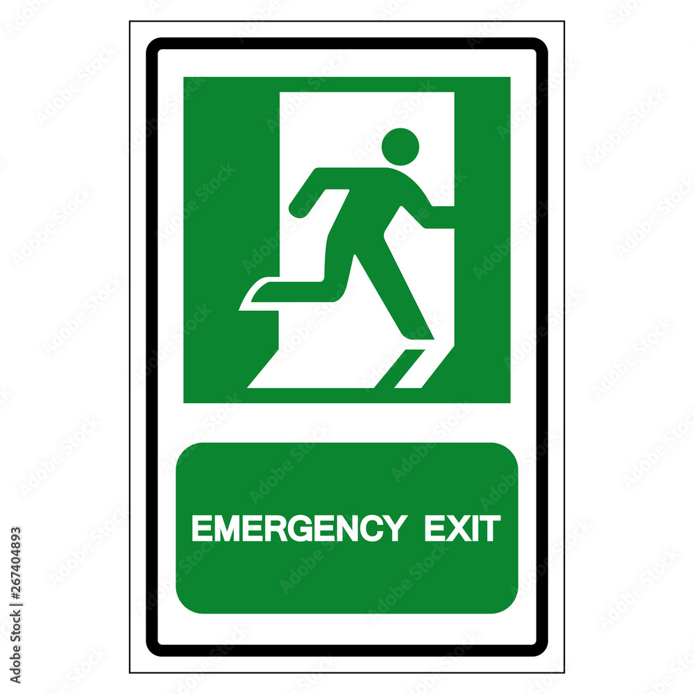 Emergency Exit Symbol Sign, Vector Illustration, Isolate On White Background Label. EPS10 Emergency Exit Symbol Sign, Vector Illustration, Isolate On White Background Label. EPS10
