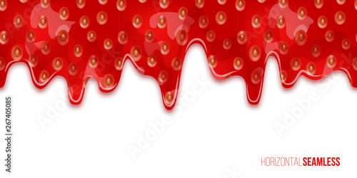 Leaking strawberry jam vector seamless pattern