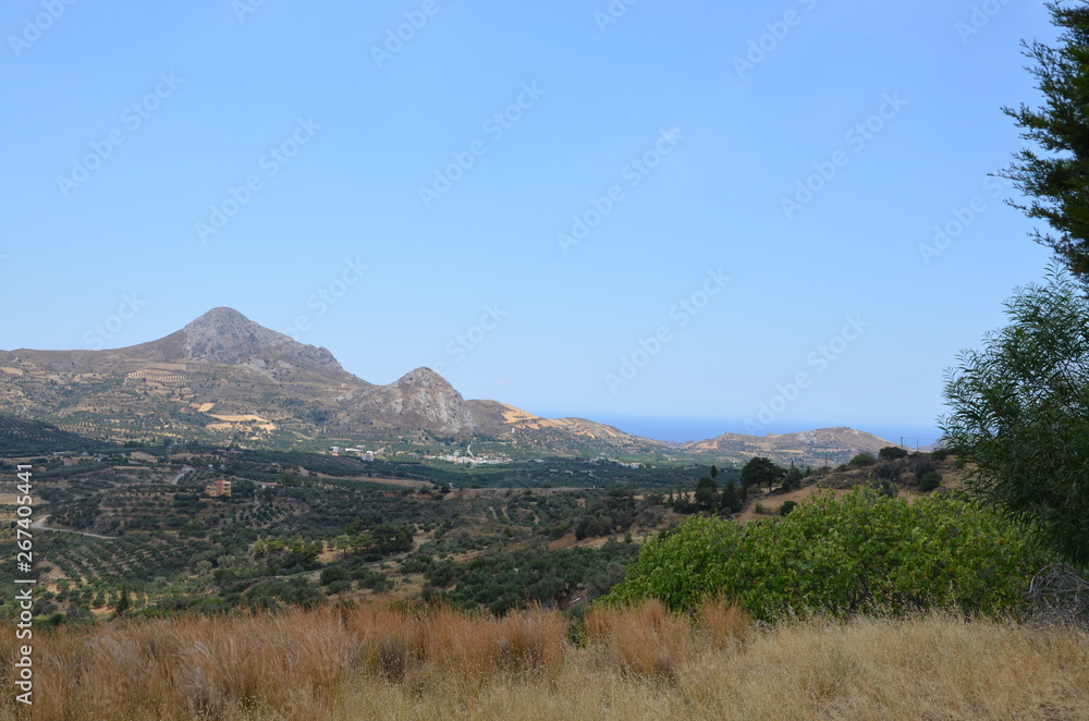 Greece Crete landscape mountains road panorama sea shore sun beach Greece Crete landscape mountains road panorama sea shore sun beach