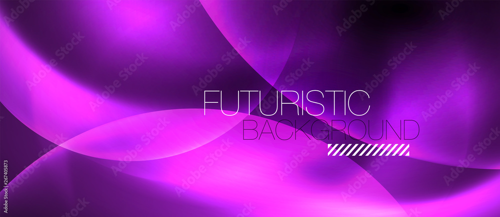 Shiny neon color light with circles abstract background