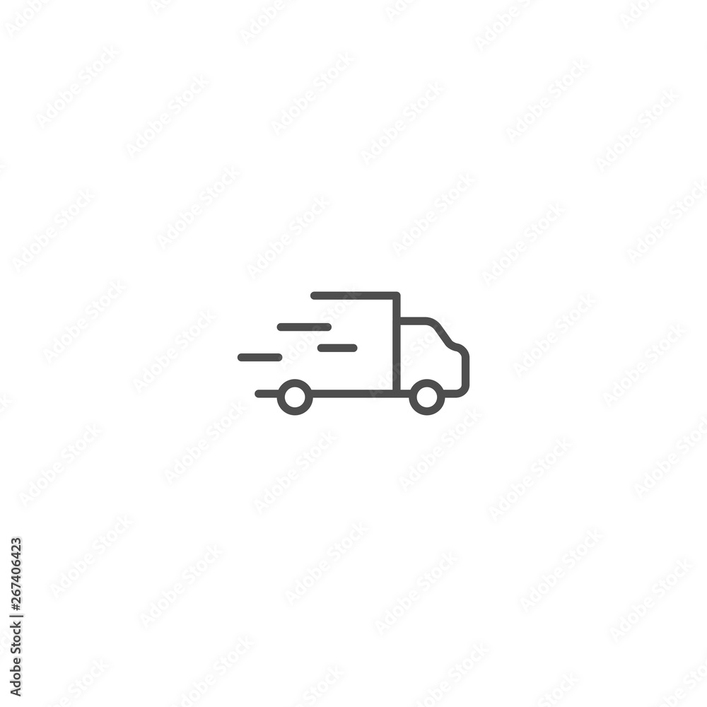 Delivery truck outline silhouette. vector line shipping icon isolated on white background. Delivery truck outline silhouette. vector line shipping icon isolated on white background.