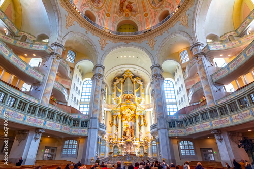 Interiors of Frauenkirche (Church of Our Lady), Dresden, Germany