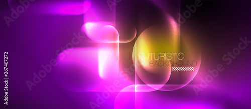 Neon glowing techno lines, blue hi-tech futuristic abstract background template
