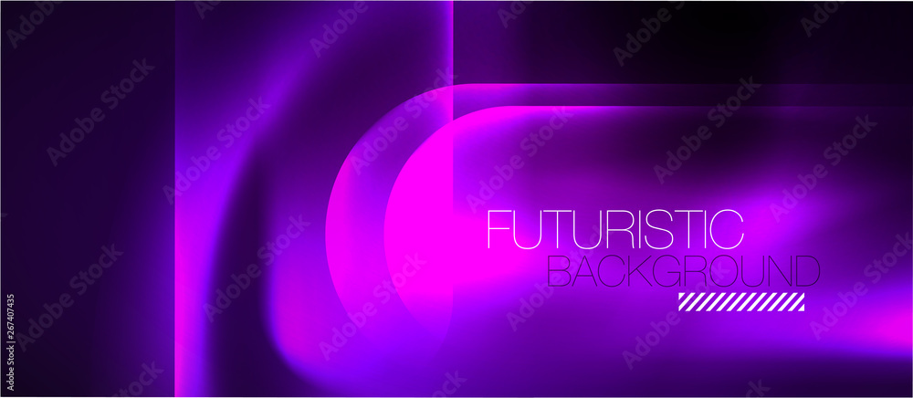 Obraz premium Neonowe świecące linie techno, futurystyczny szablon streszczenie tło hi-tech