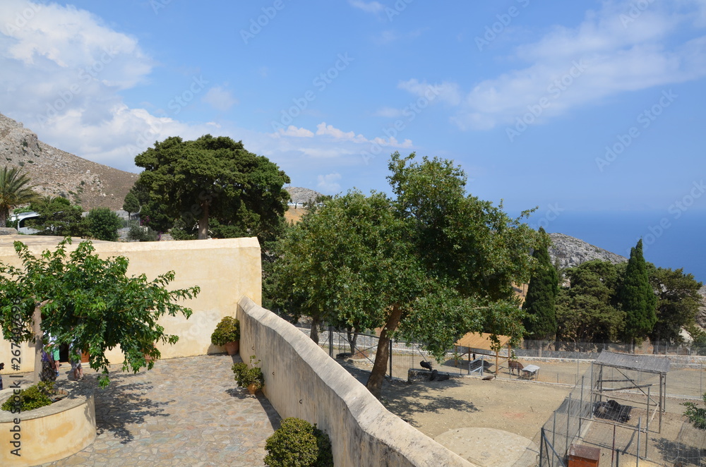 Greece Crete landscape mountains road panorama sea shore sun beach