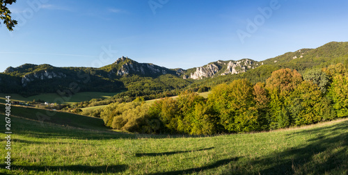 Sulov rocks, nature reserve in Slovakia with its rocks and meadows, panorama