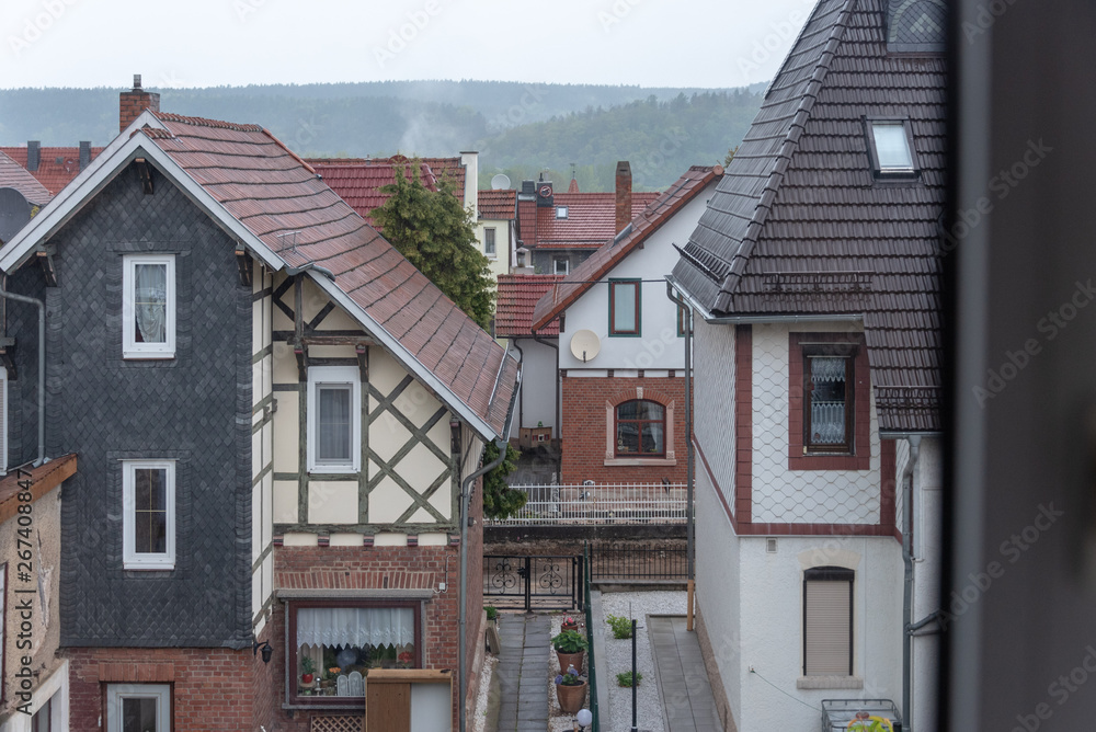 Typische Wohnhäuser in Bad Salzungen, Thüringen