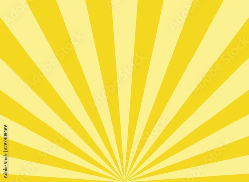 Sunlight abstract wide background. Yellow and white color burst horizontal background.