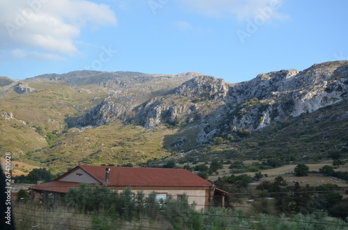 Greece Crete landscape mountains road panorama sea shore sun beach