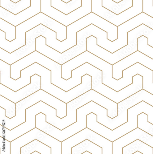 Vector geometric gold pattern. Seamless modern linear pattern.