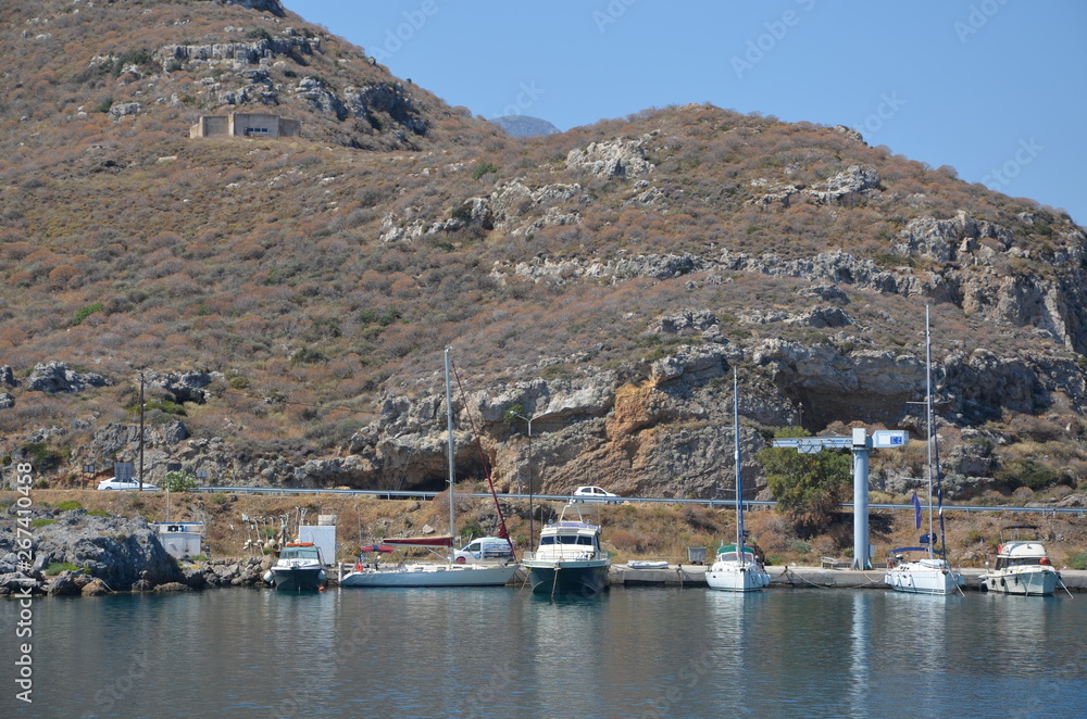 Greece Crete landscape mountains road panorama sea shore sun beach Greece Crete landscape mountains road panorama sea shore sun beach
