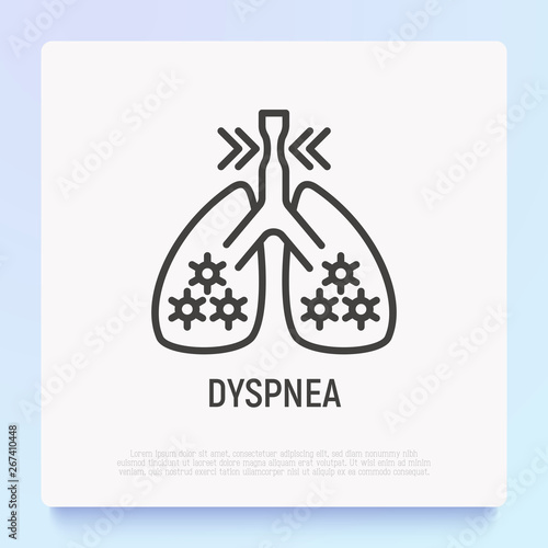 Dyspnea thin line icon. Modern vector illustration of shortness breathing in lungs.
