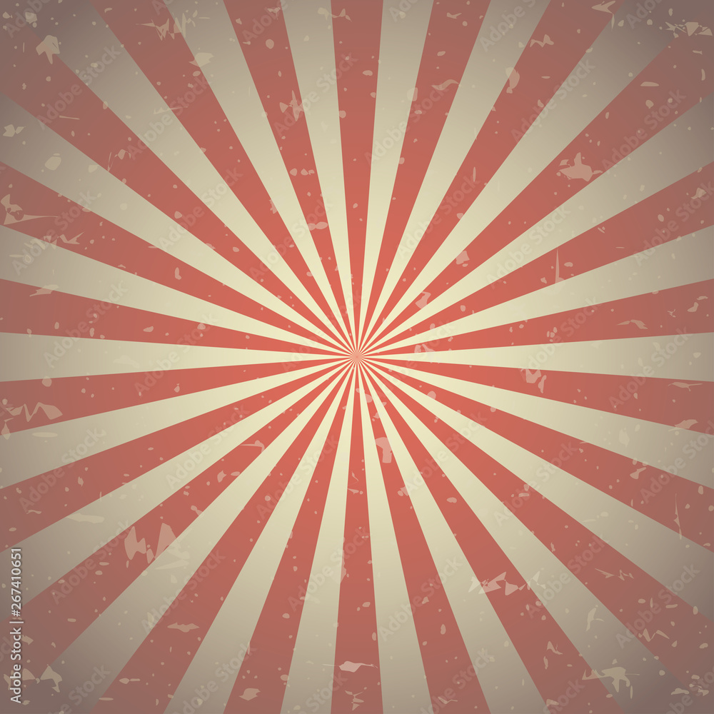 Fototapeta premium Sunlight abstract background. Red and beige burst background. Vector illustration.