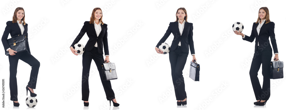Businesslady with ball on white Businesslady with ball on white