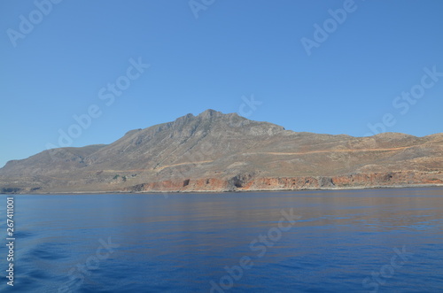 Greece Crete landscape mountains road panorama sea shore sun beach