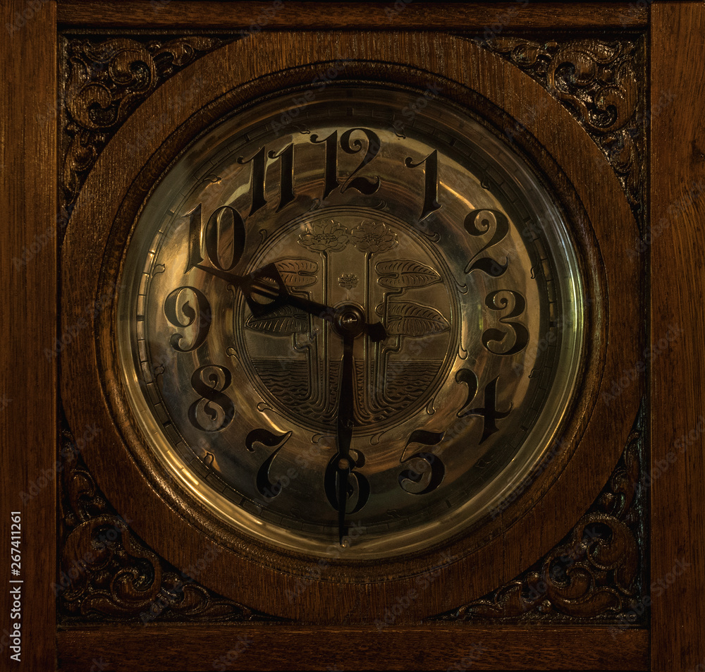 Grandfather clock in wooden case