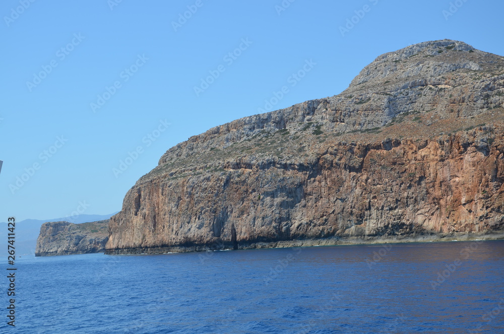 Greece Crete landscape mountains road panorama sea shore sun beach