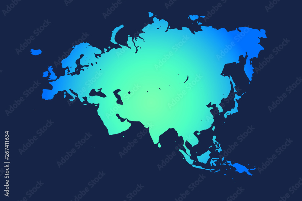 Eurasia colorful vector map silhouette