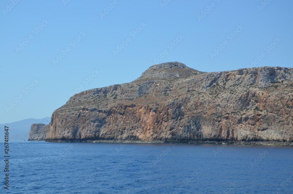 Greece Crete landscape mountains road panorama sea shore sun beach