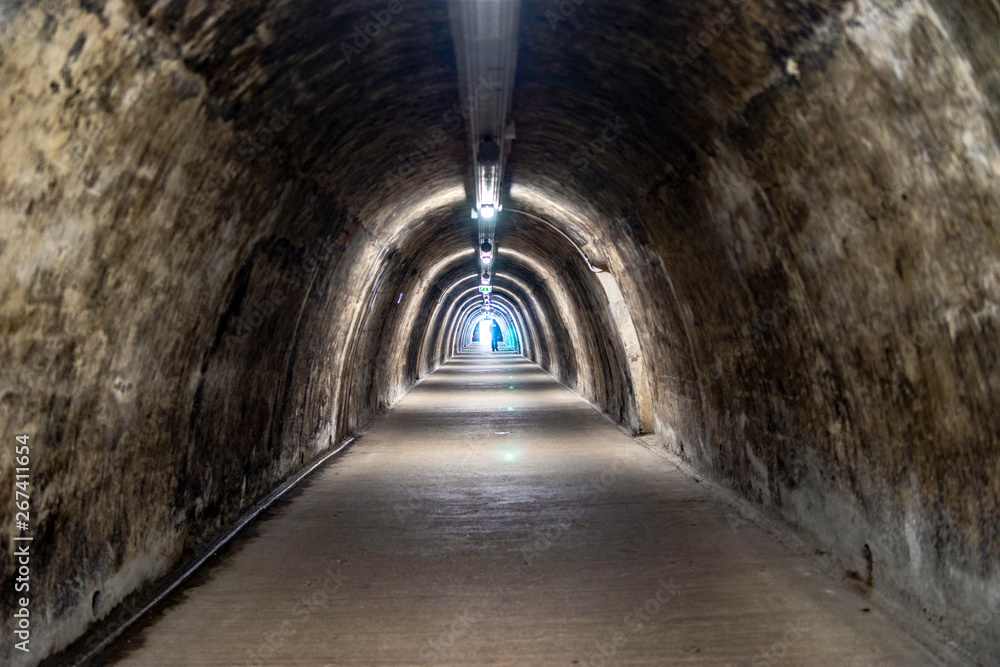Fototapeta premium Abandoned tunnel, 2 world war, architecture, minimalism