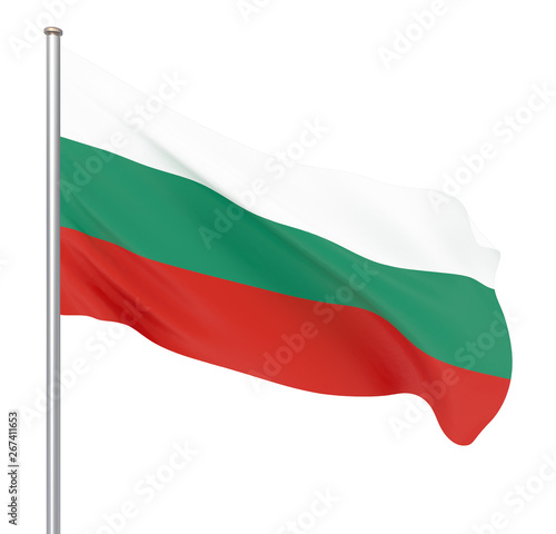 Bulgaria flag blowing in the wind. Background texture. Isolated on white. Sofia  Bulgaria. 3d rendering  wave. - Illustration