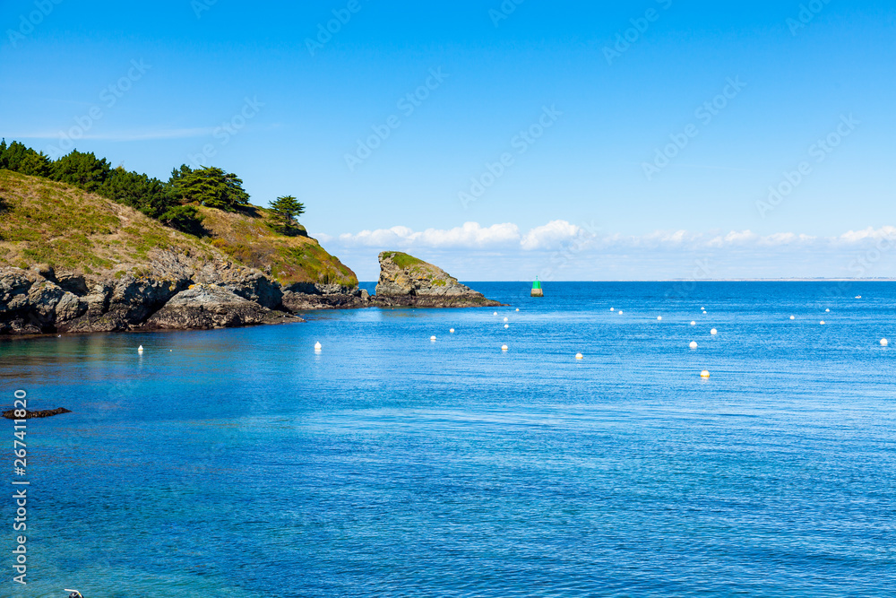 seascape at the entrance of the port of Sauzon on the Island of Belle Ile en Mer in the Morbihan seascape at the entrance of the port of Sauzon on the Island of Belle Ile en Mer in the Morbihan
