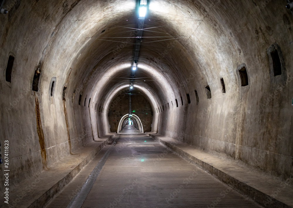 Abandoned tunnel, 2 world war, architecture, minimalism