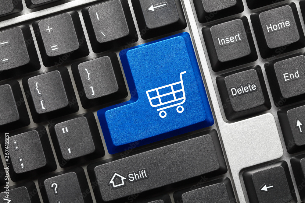Conceptual keyboard - Shopping cart symbol (blue key) Conceptual keyboard - Shopping cart symbol (blue key)