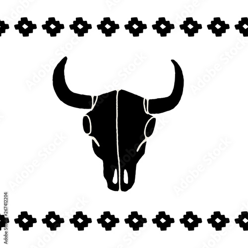 Vector black skulls buffalo