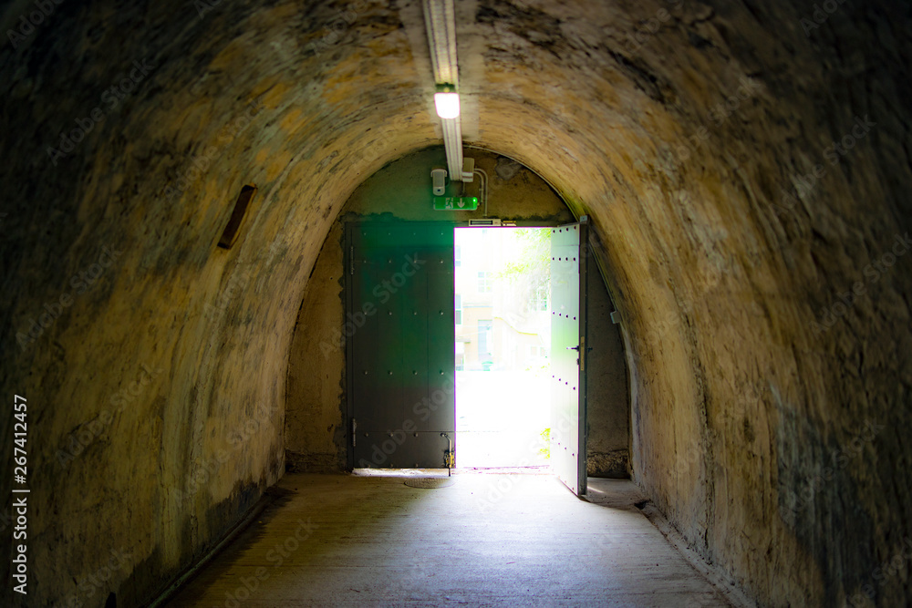 Fototapeta premium Abandoned tunnel, 2 world war, architecture, minimalism