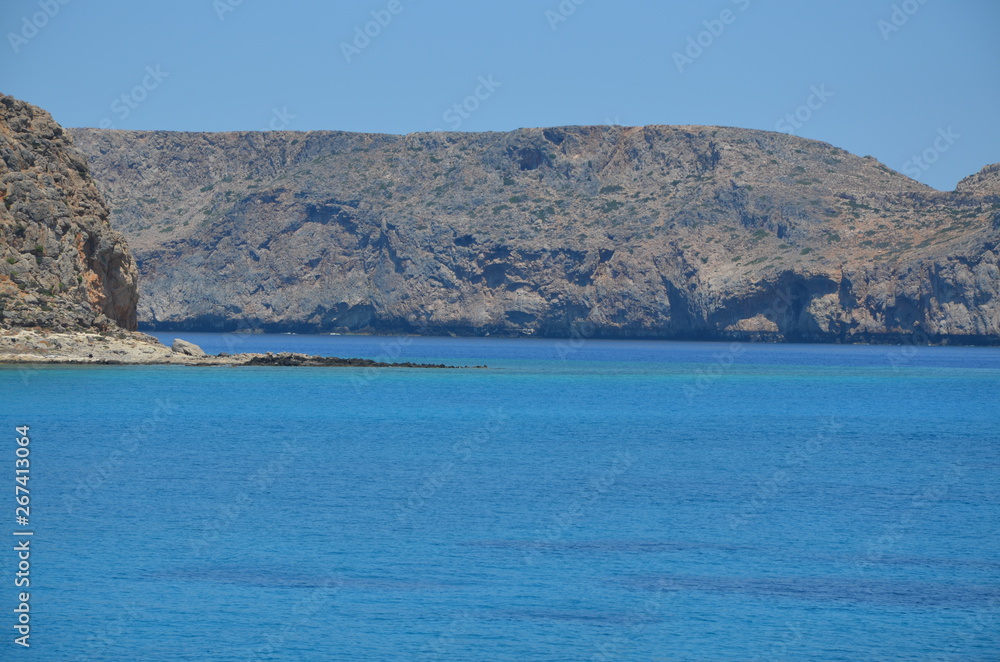 Greece Crete landscape mountains road panorama sea shore sun beach