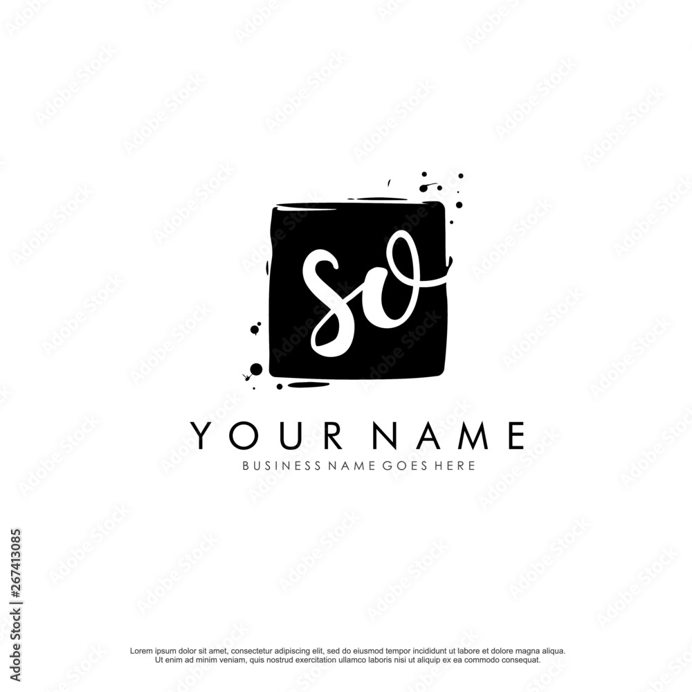 S O SO initial square logo template vector